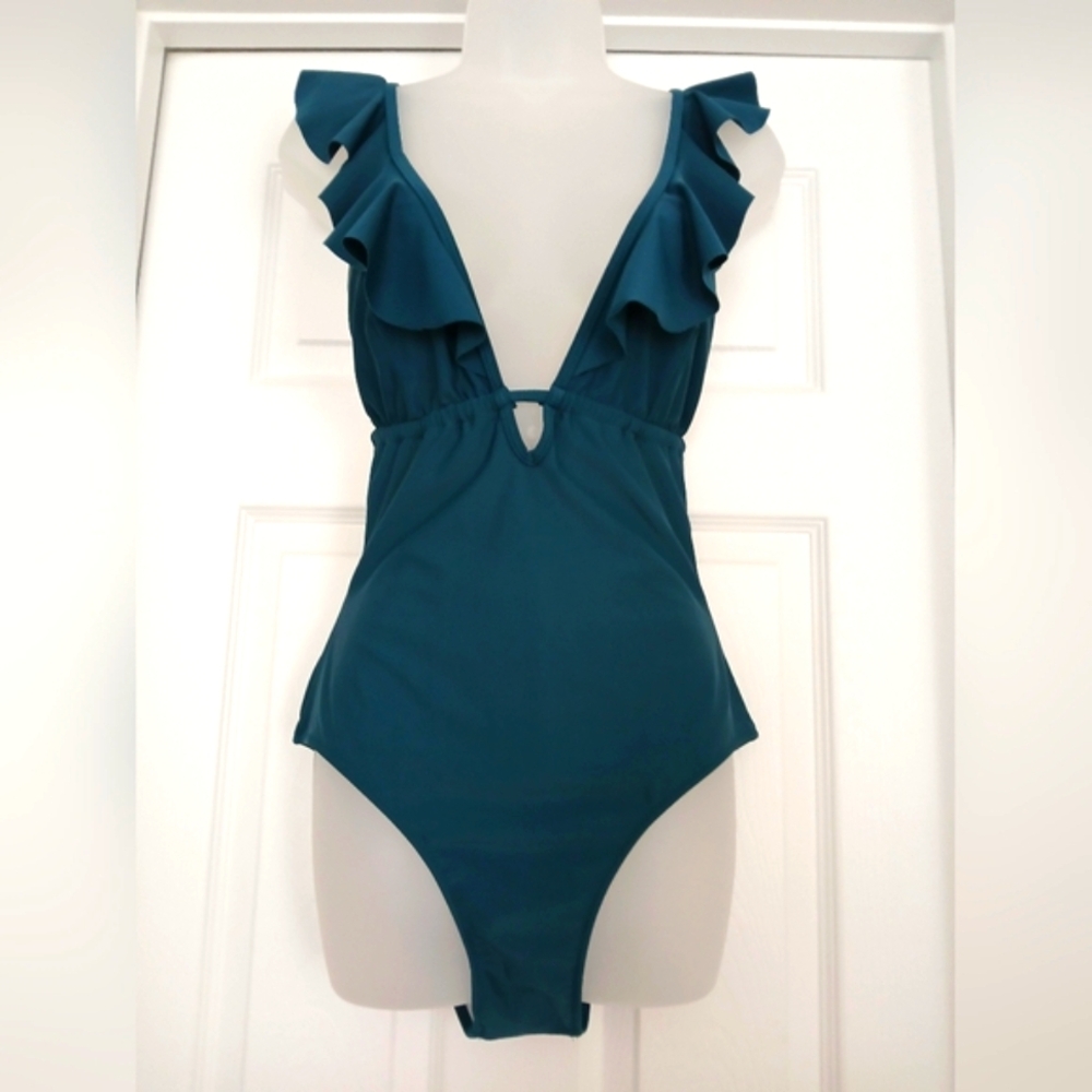 Cupshe Teal Ruffled One-Piece Swimsuit